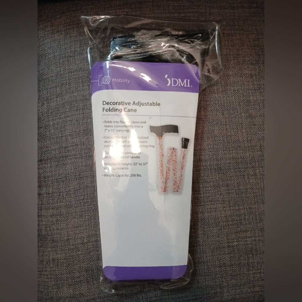 DMI Folding Cane, Pink Floral Mobility Decorative Adjustable New